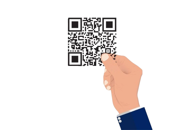 man holding qrcode